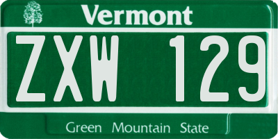 VT license plate ZXW129