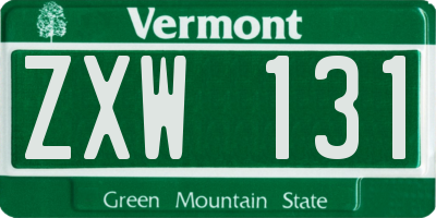 VT license plate ZXW131