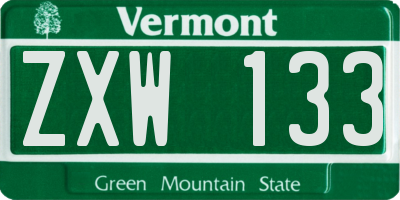 VT license plate ZXW133