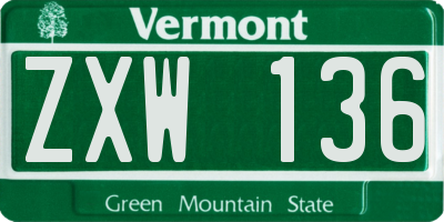 VT license plate ZXW136