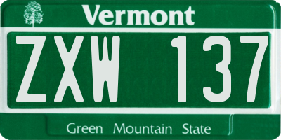 VT license plate ZXW137