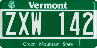 VT license plate ZXW142