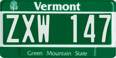 VT license plate ZXW147