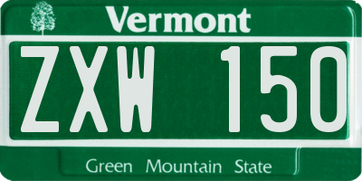 VT license plate ZXW150