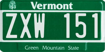 VT license plate ZXW151