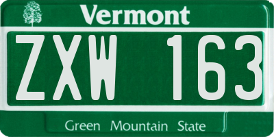 VT license plate ZXW163