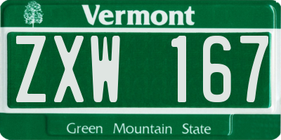 VT license plate ZXW167