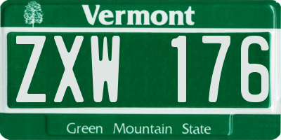 VT license plate ZXW176
