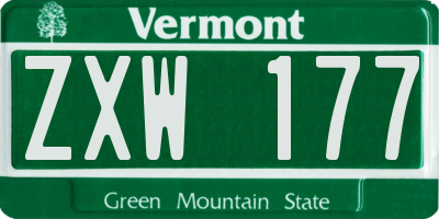 VT license plate ZXW177