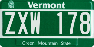 VT license plate ZXW178