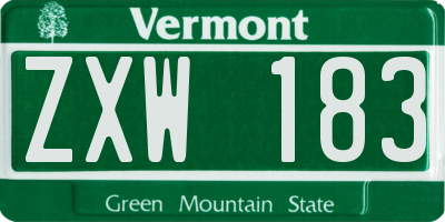 VT license plate ZXW183