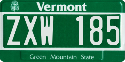 VT license plate ZXW185