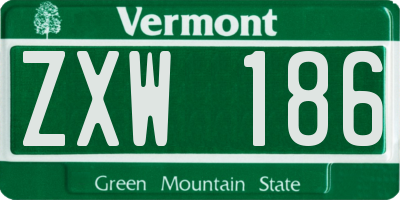 VT license plate ZXW186