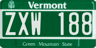 VT license plate ZXW188