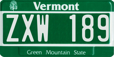 VT license plate ZXW189