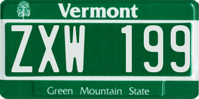 VT license plate ZXW199