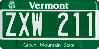 VT license plate ZXW211