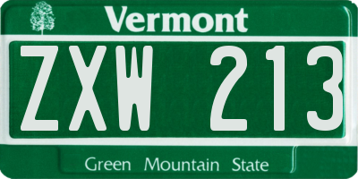VT license plate ZXW213