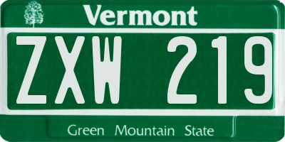 VT license plate ZXW219