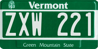 VT license plate ZXW221