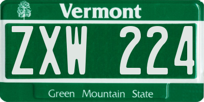 VT license plate ZXW224