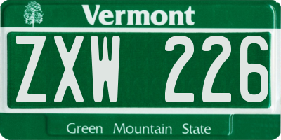VT license plate ZXW226
