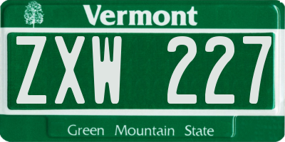 VT license plate ZXW227