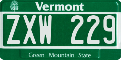 VT license plate ZXW229