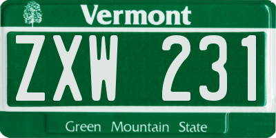 VT license plate ZXW231