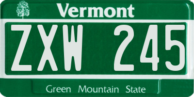 VT license plate ZXW245