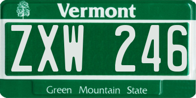 VT license plate ZXW246