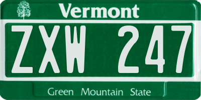 VT license plate ZXW247