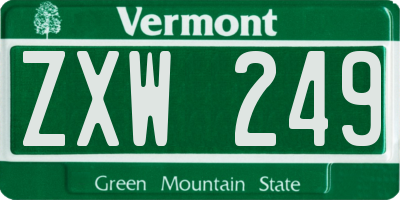 VT license plate ZXW249