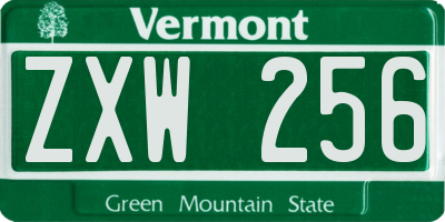 VT license plate ZXW256