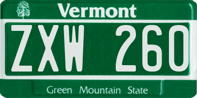 VT license plate ZXW260