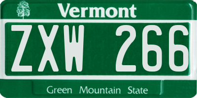 VT license plate ZXW266