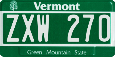 VT license plate ZXW270