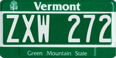 VT license plate ZXW272