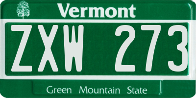 VT license plate ZXW273