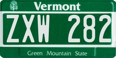 VT license plate ZXW282