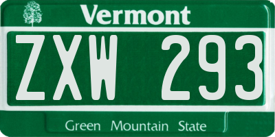 VT license plate ZXW293