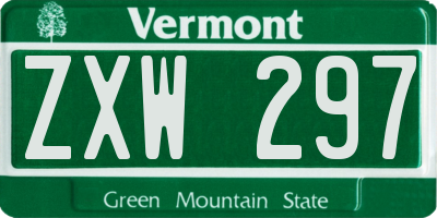 VT license plate ZXW297