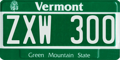 VT license plate ZXW300