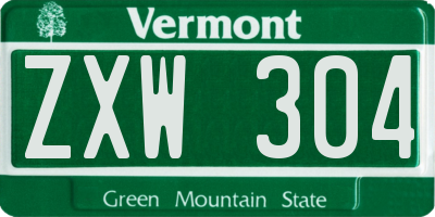 VT license plate ZXW304