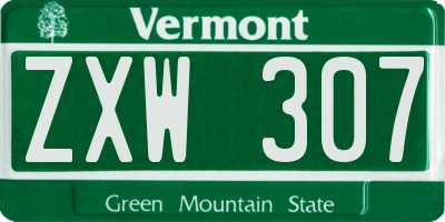 VT license plate ZXW307