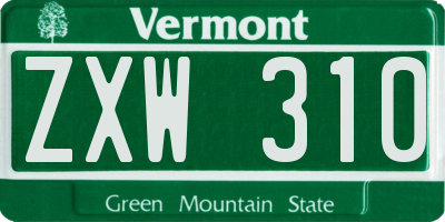 VT license plate ZXW310