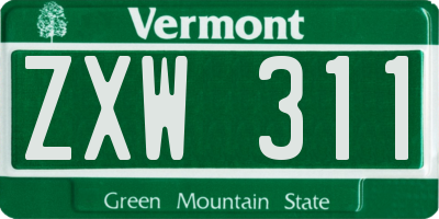 VT license plate ZXW311