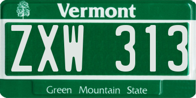 VT license plate ZXW313