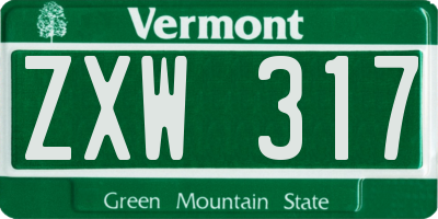 VT license plate ZXW317