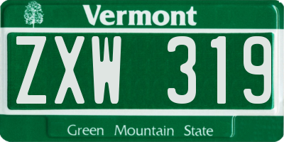 VT license plate ZXW319
